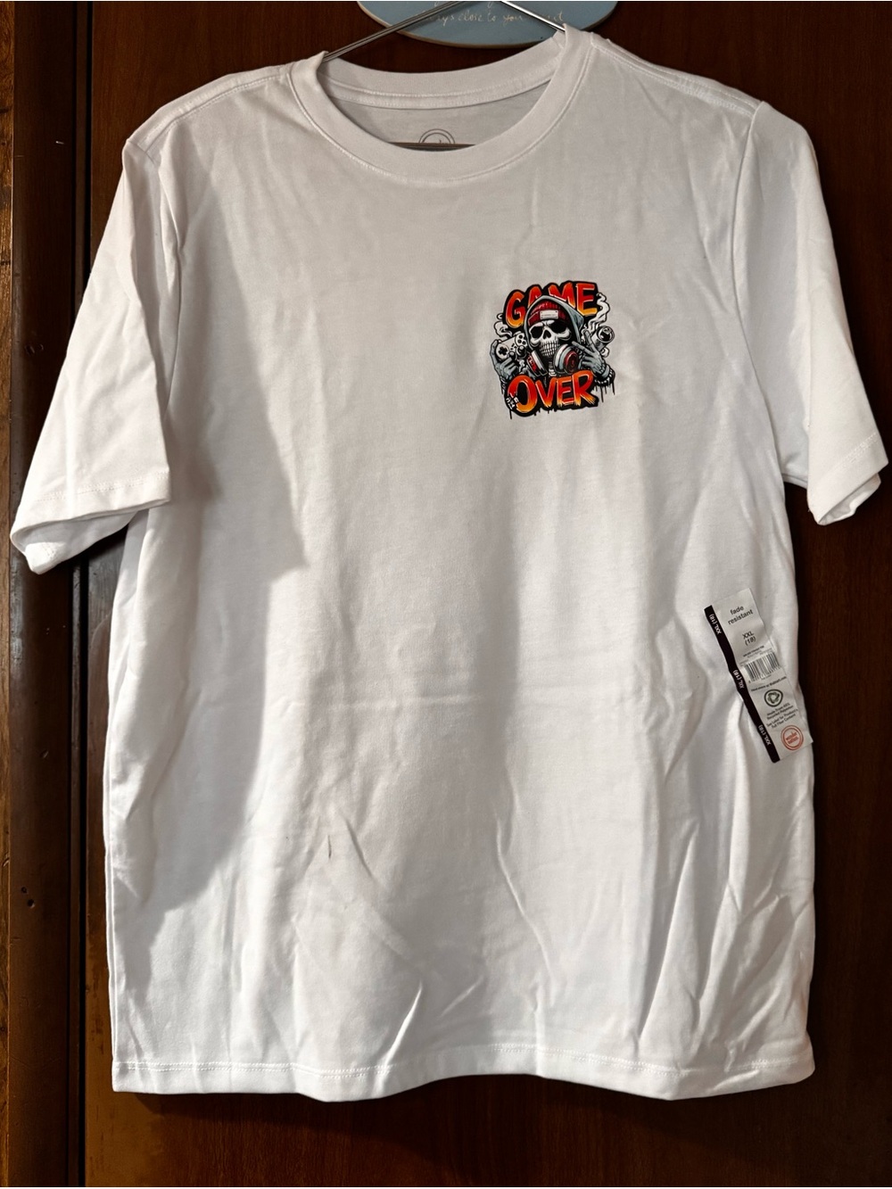 Gaming Short Sleeve White Tee 'Game Over' Skull